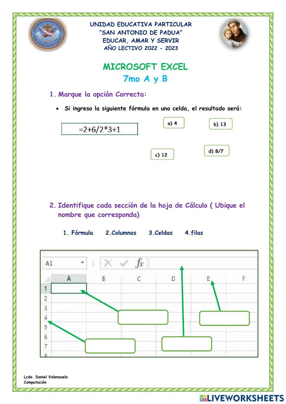 Evaluación 7mo de Basica A y B