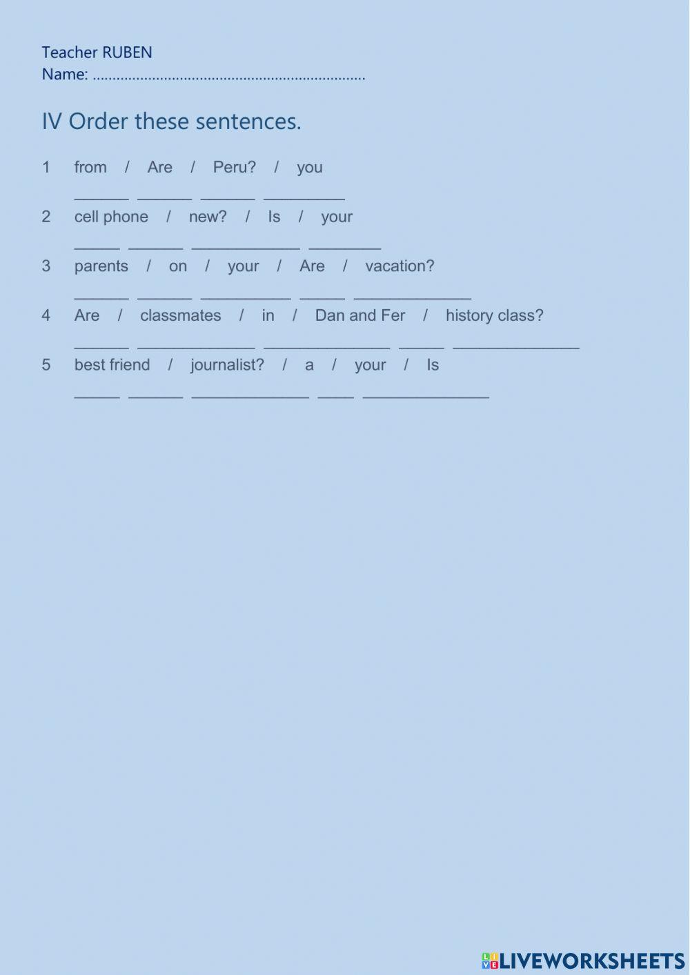 Verb to be: Yes-No questions