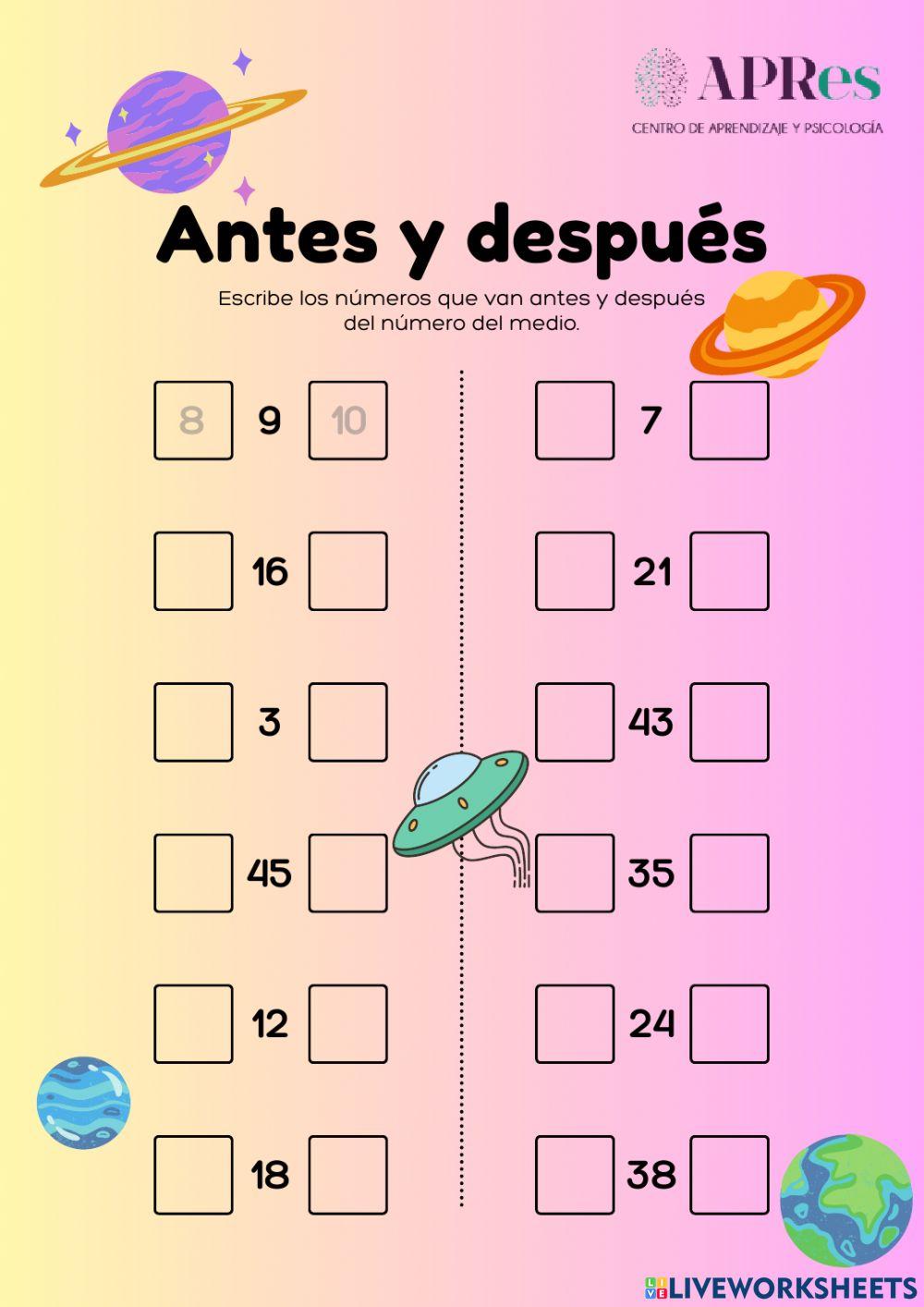 Número anterior y posterior