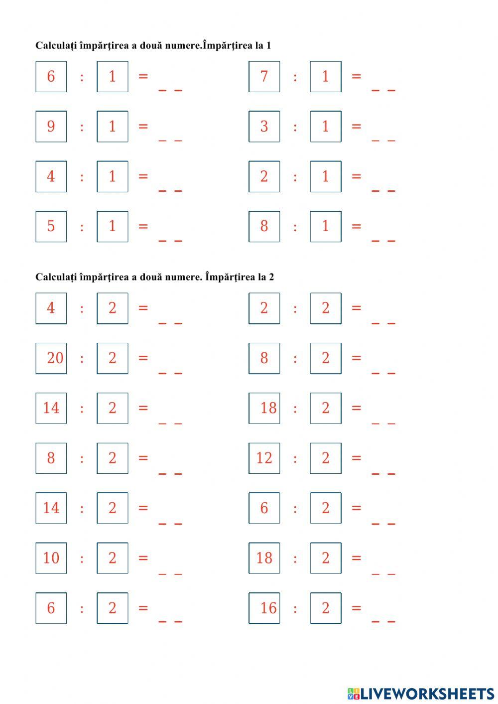 Împărţirea a două numere