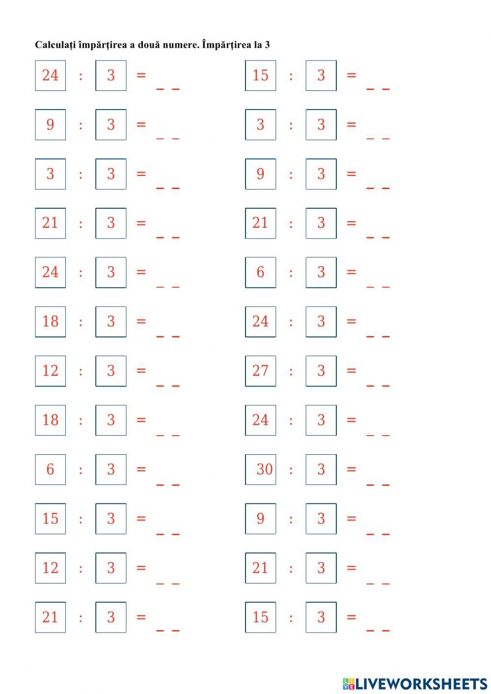 Împărţirea a două numere