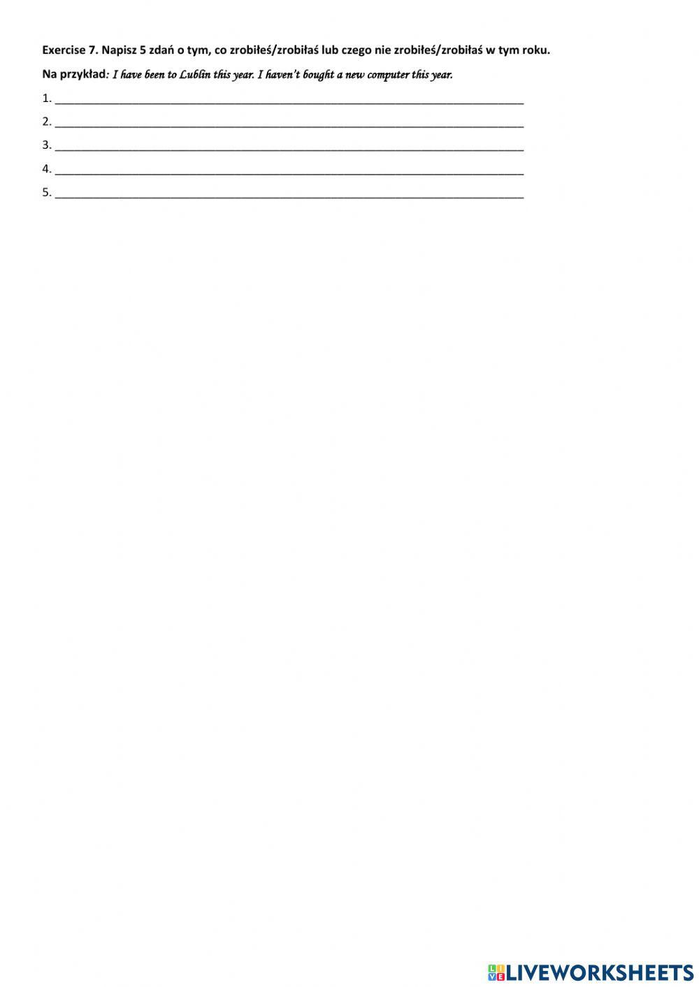 Present Perfect - wstępne ćwiczenia