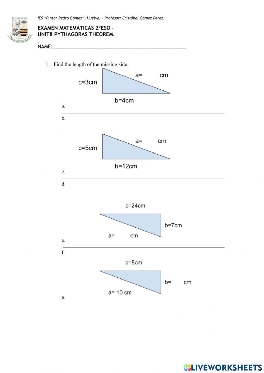 Teorema de pitágoras