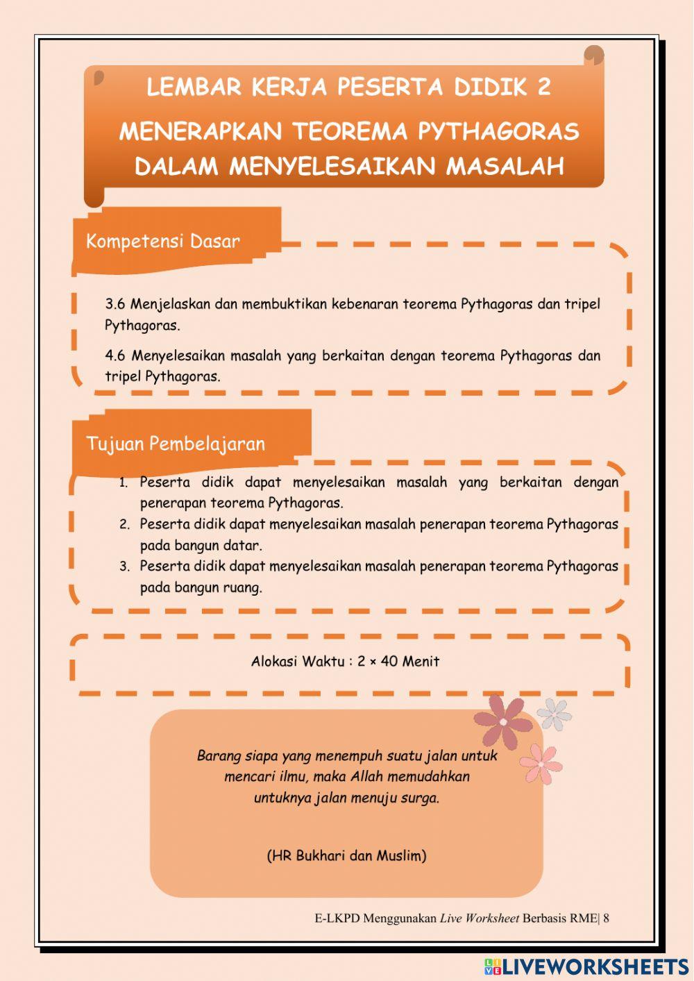 E-LKPD 2 Penerapan Teorema Pythagoras