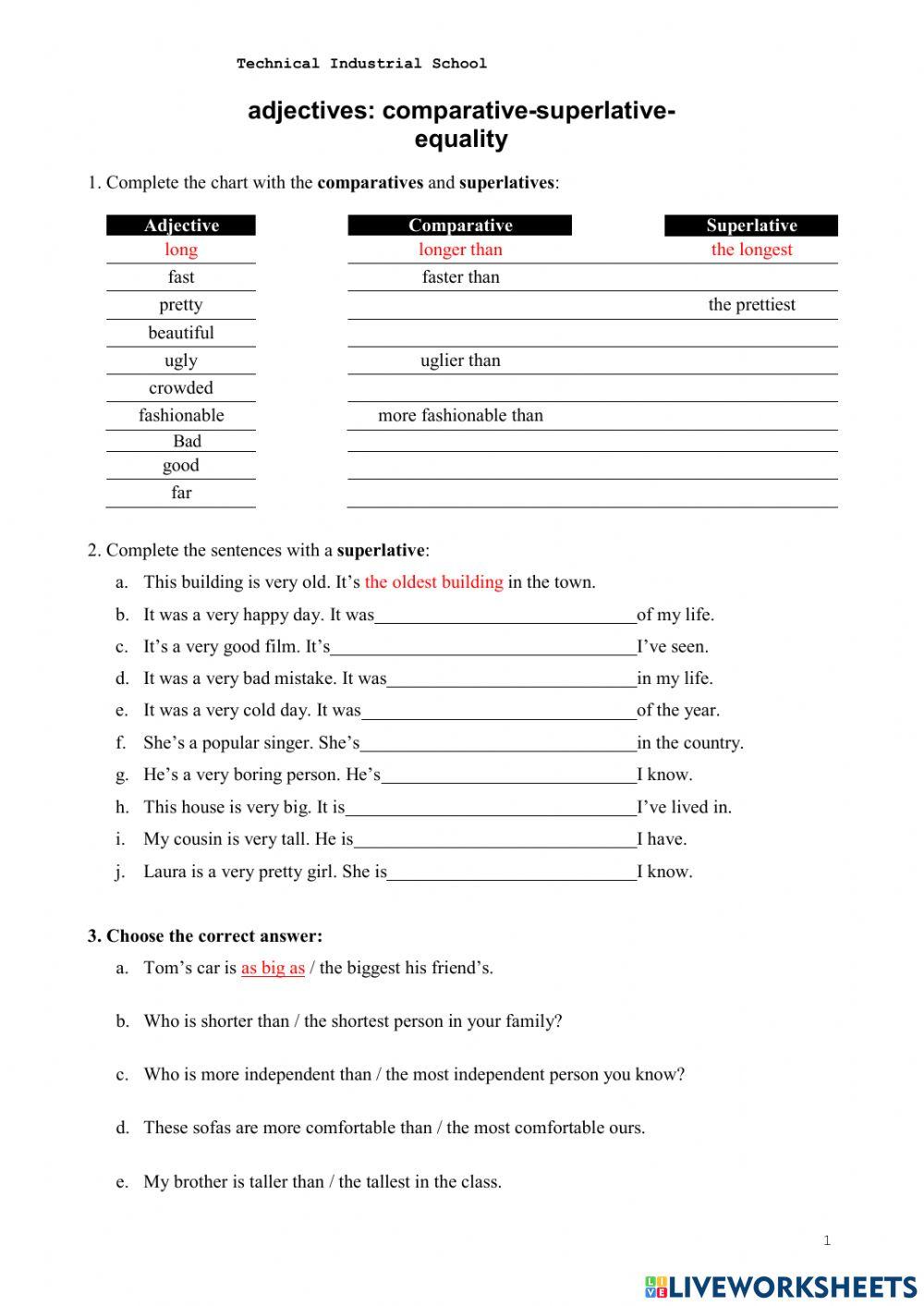 Comparatives and superlatives and equality