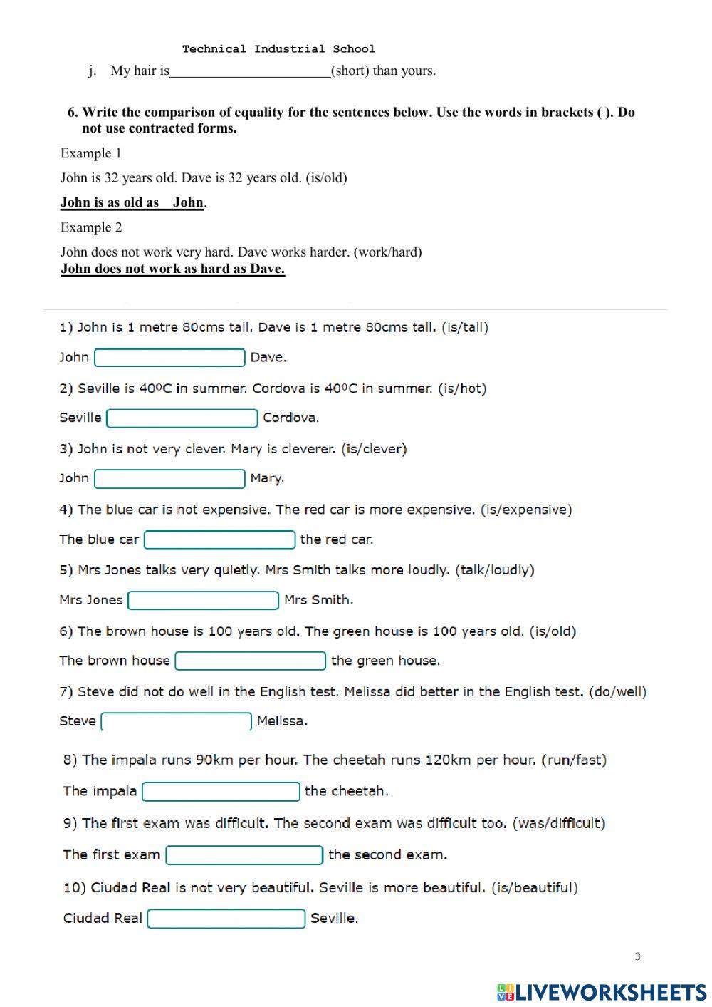 Comparatives and superlatives and equality