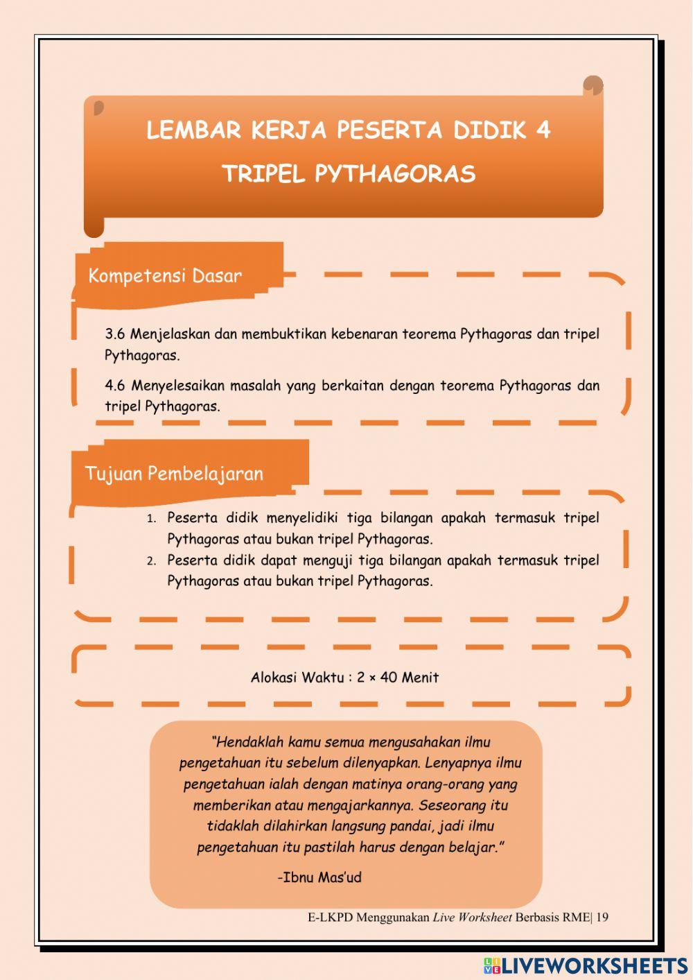 E-LKPD 4 Tripel Pythagoras