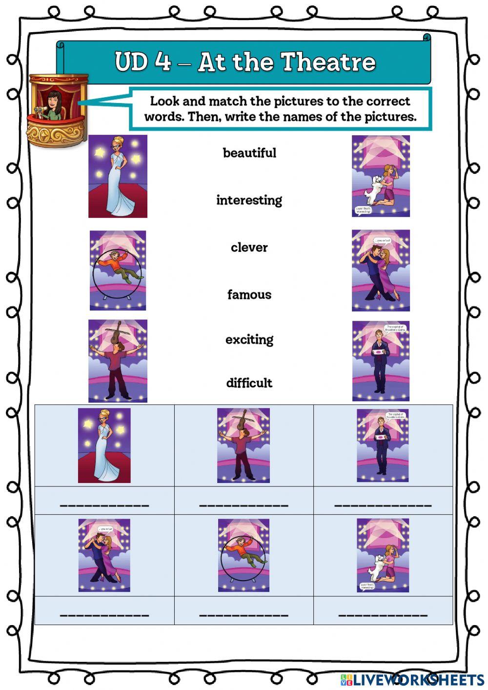 6º UD 4 Vocabulary 2 - At the Theatre Ficha 6 6º UD 4 Vocabulary 2 - At the Theatre Ficha 6