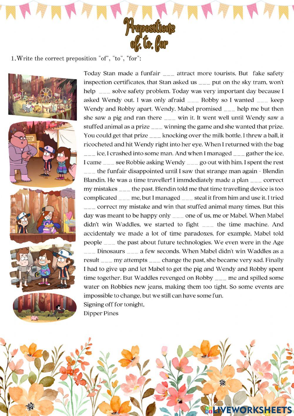 Prepositions of-, -for- and -to-