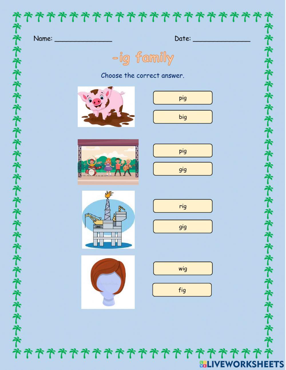 Ig family worksheet