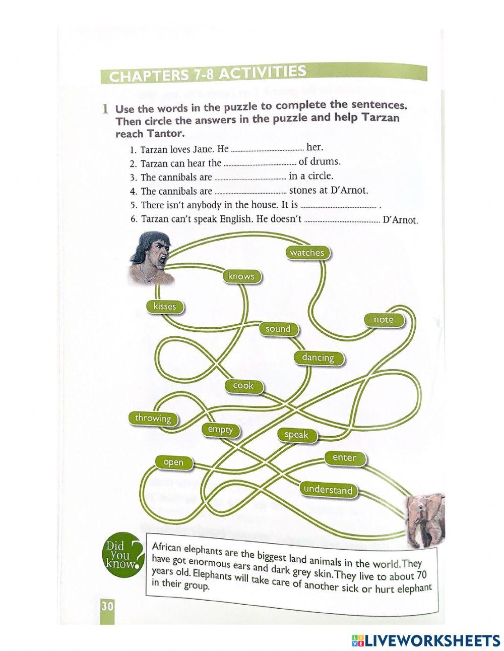Tarzan 78 worksheet Live Worksheets