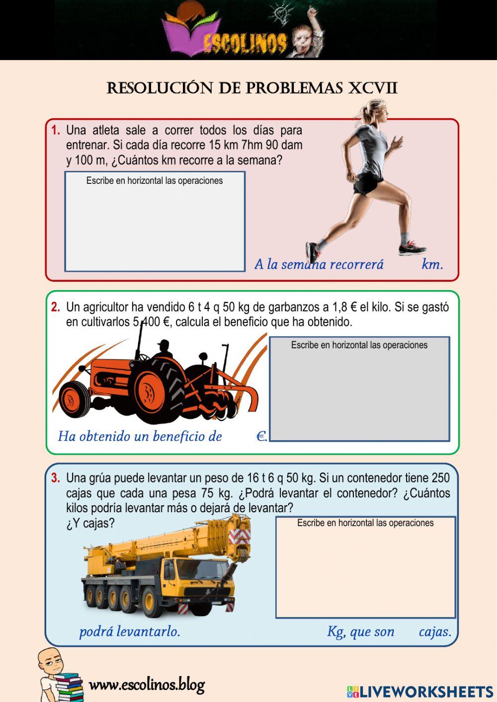 Matemáticas 5º. Resolución de problemas XCVII Matemáticas 5º. Resolución de problemas XCVII