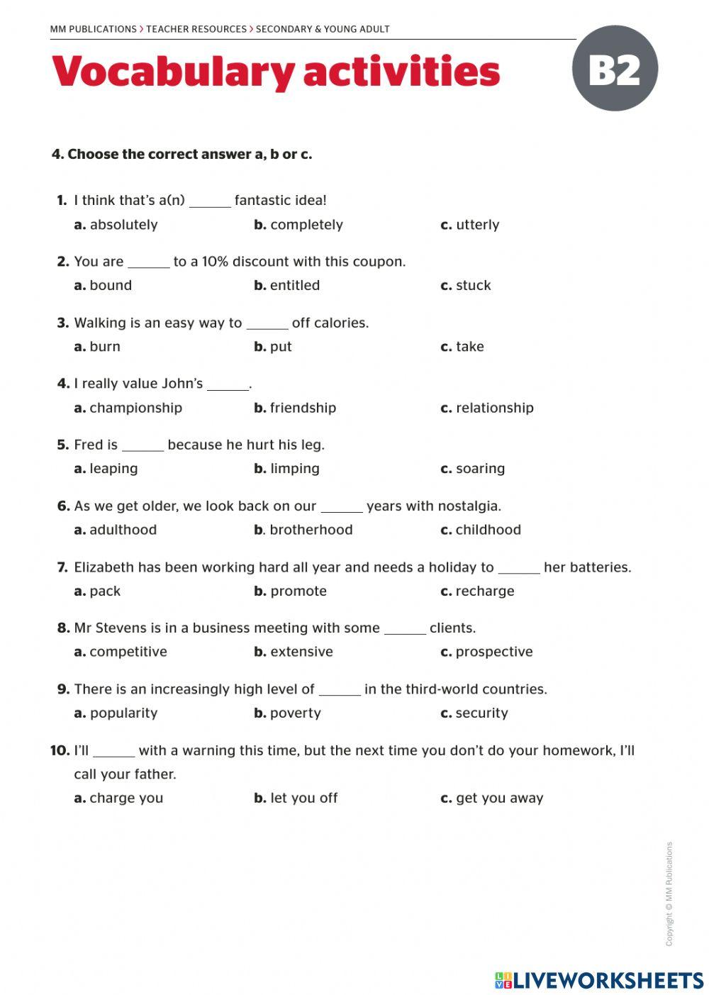 B2 grammar and vocab 6999134 | Ildikó Kristóf