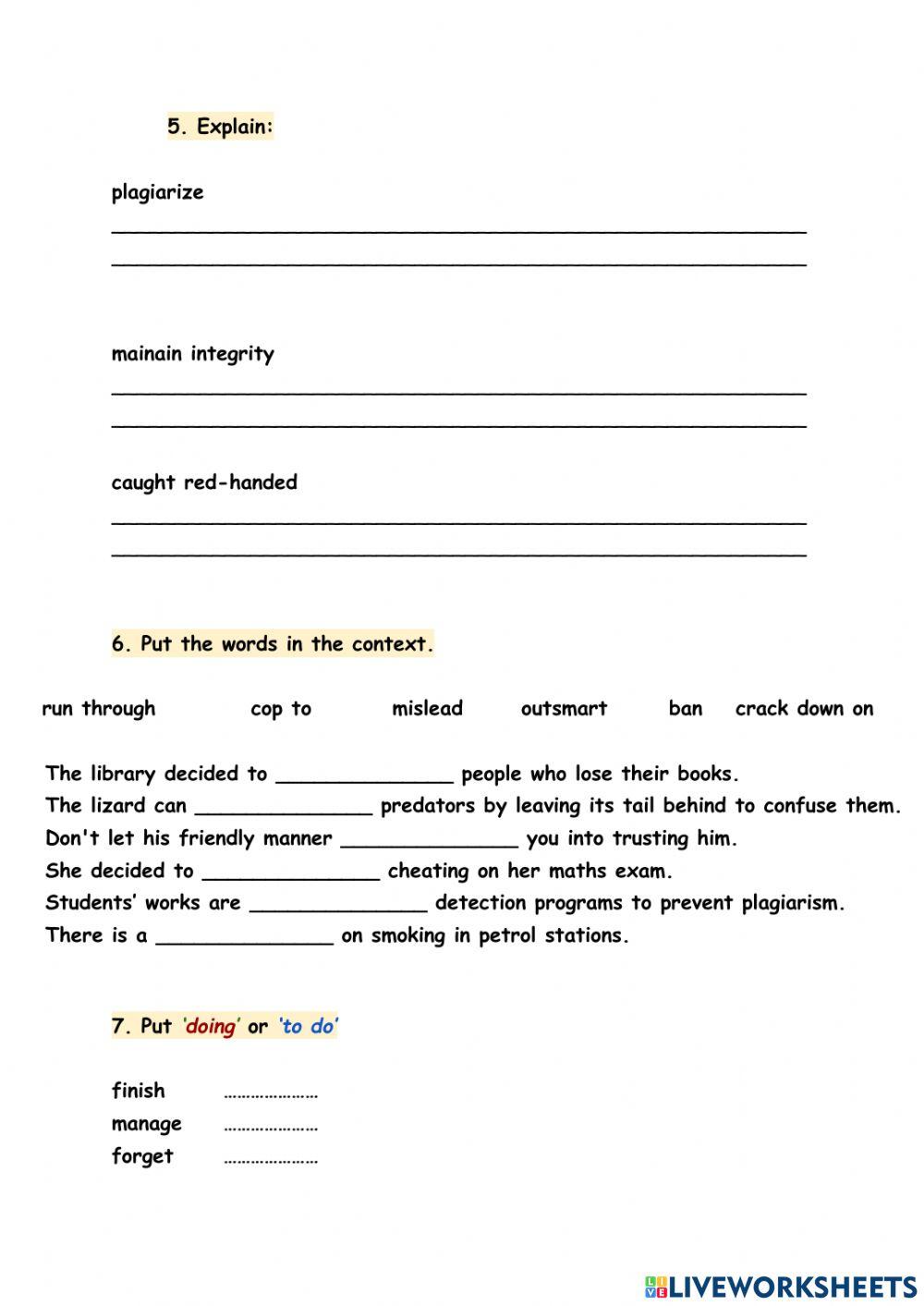 Reporting verbs and vocabulary test