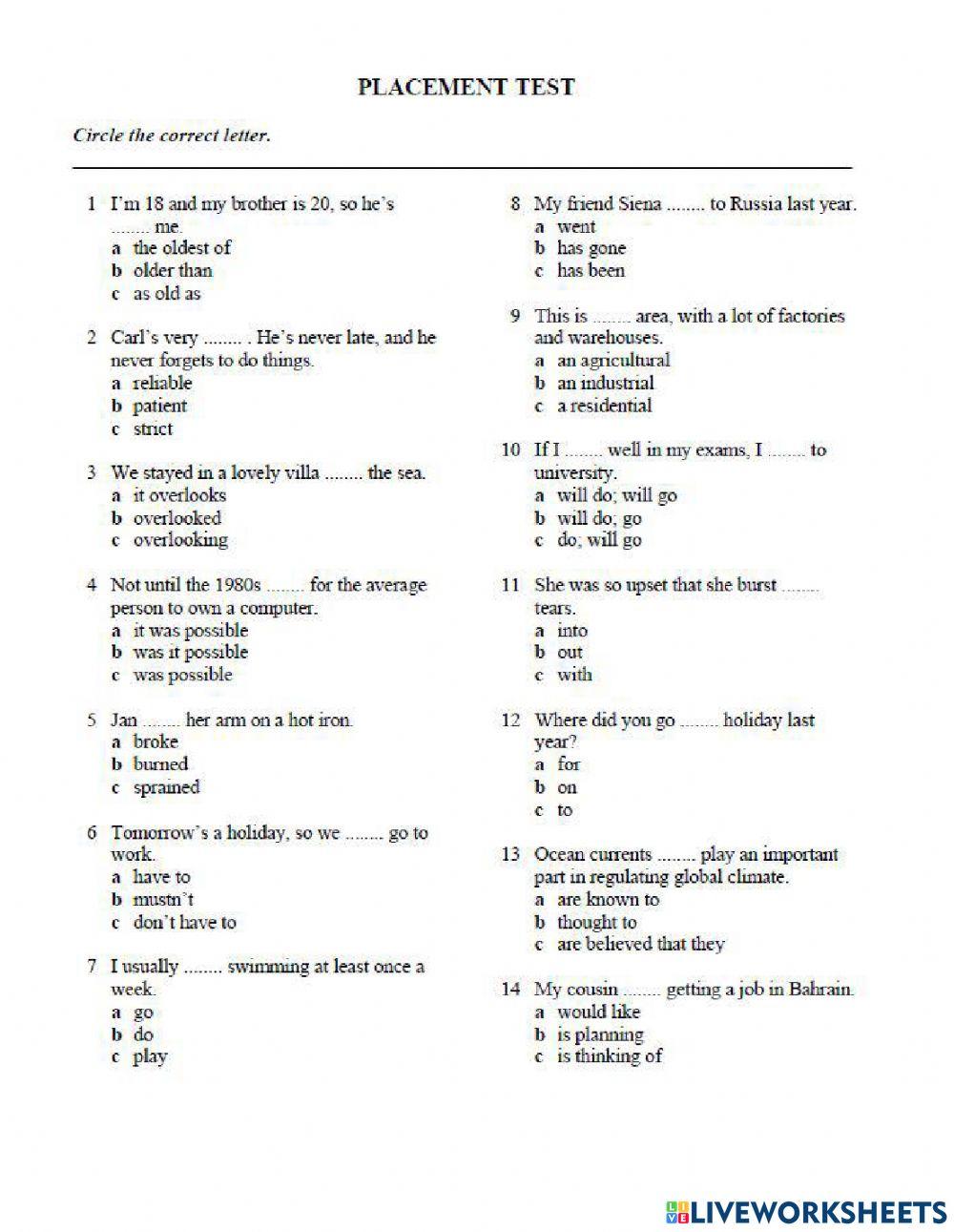 Placement Test- English