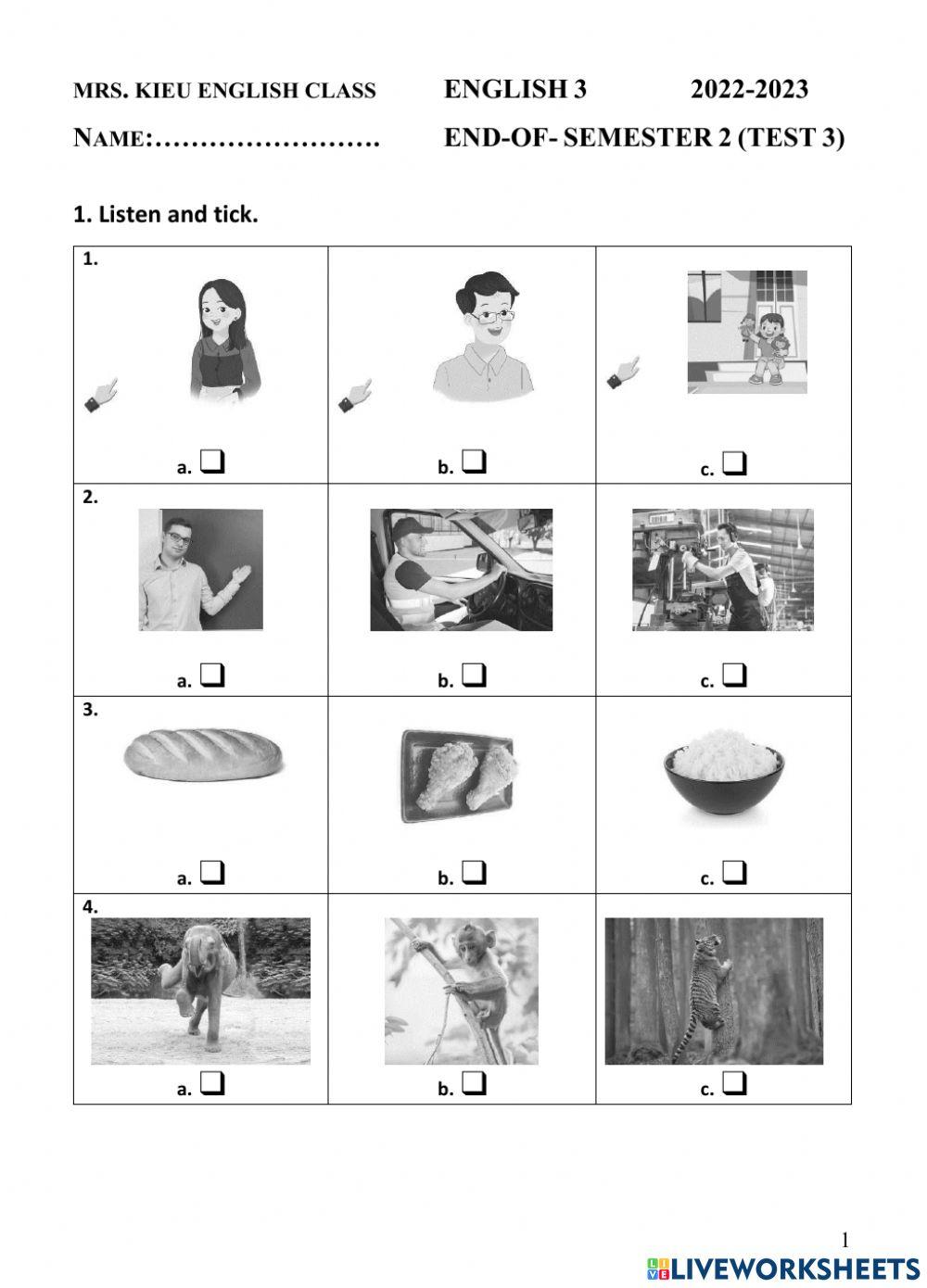 Đề thi hk2 tiếng anh 3 - đề 3