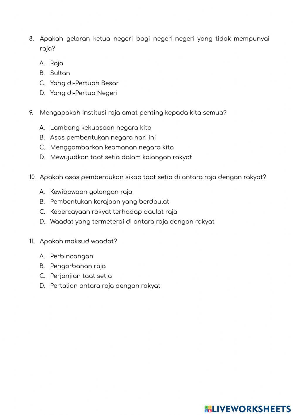 Unit 1 : Institusi Raja Payung Negara