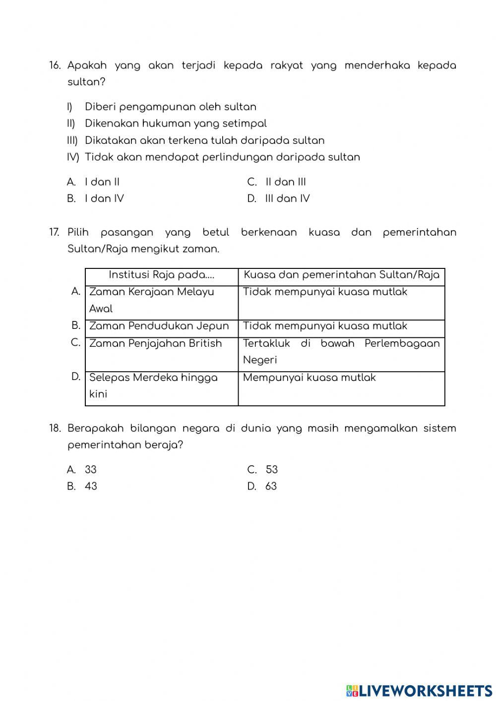 Unit 1 : Institusi Raja Payung Negara