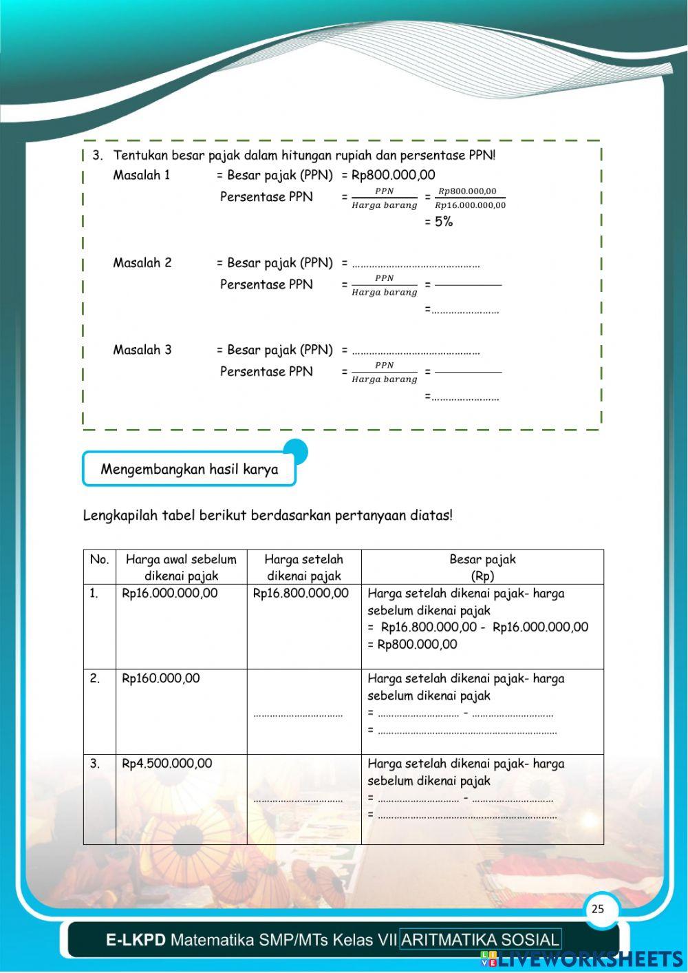 Aritmatika Sosial - LKPD 4 Kegiatan 1