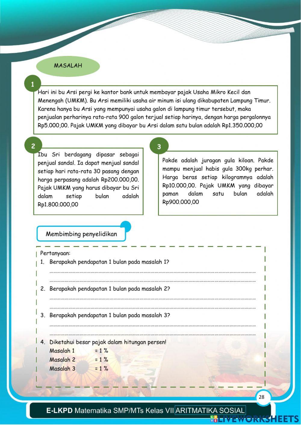 Aritmatika Sosial - LKPD 4 Kegiatan 2