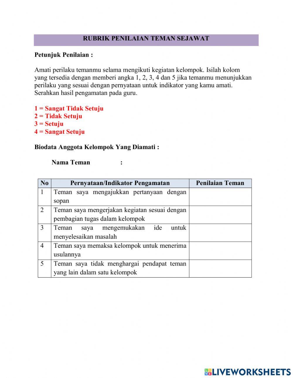 Refleksi dan penilaian teman