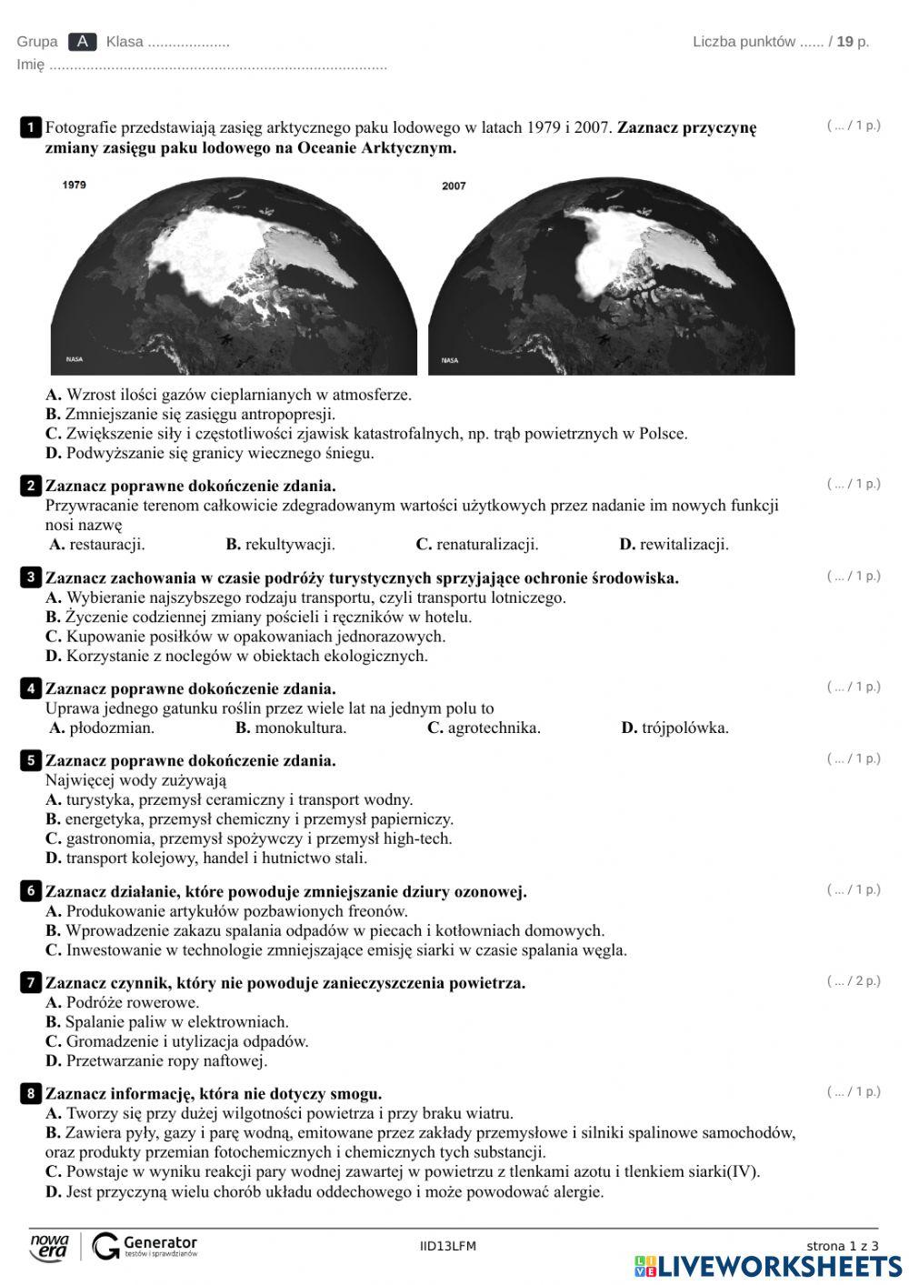 Egzamin zerowy semestr 6 geografia