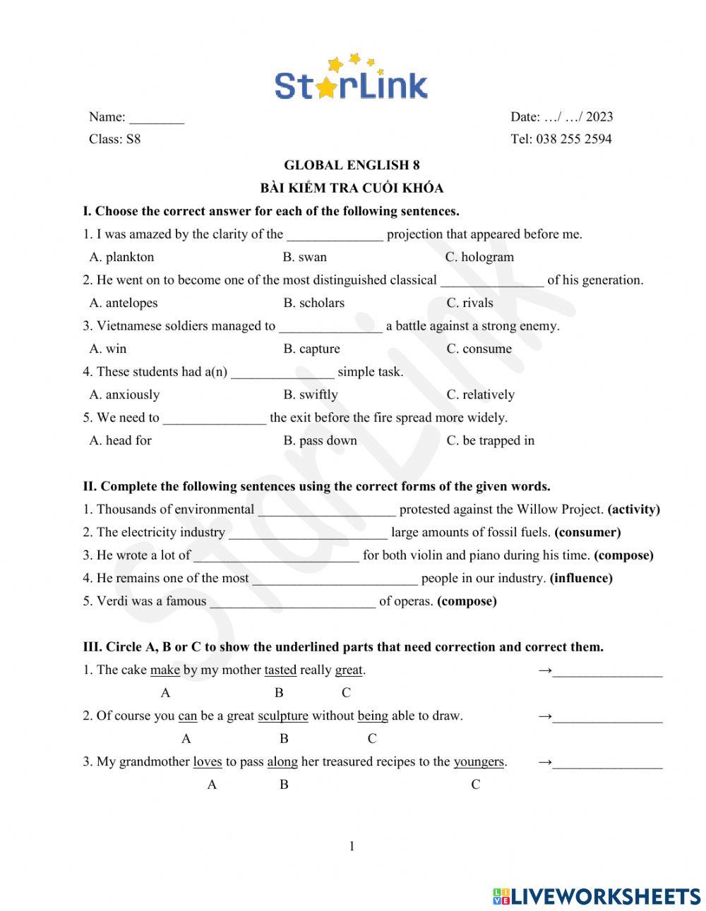 Foreign-teacher-S8-Week-38-Bài kiểm tra cuối khóa