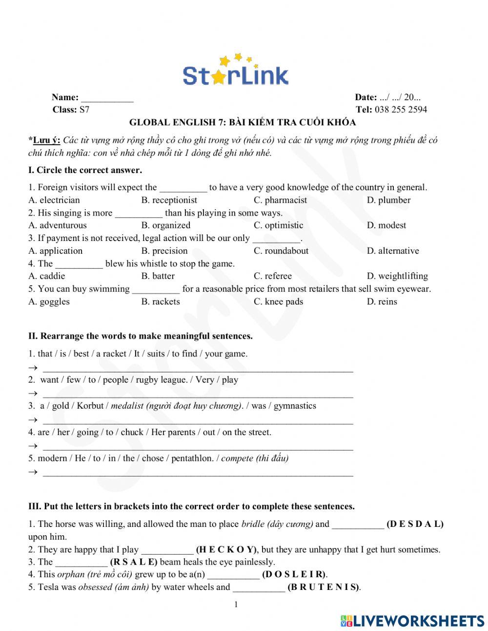 Foreign Teacher-S7-Week 38-BAI KIEM TRA CUOI KHOA