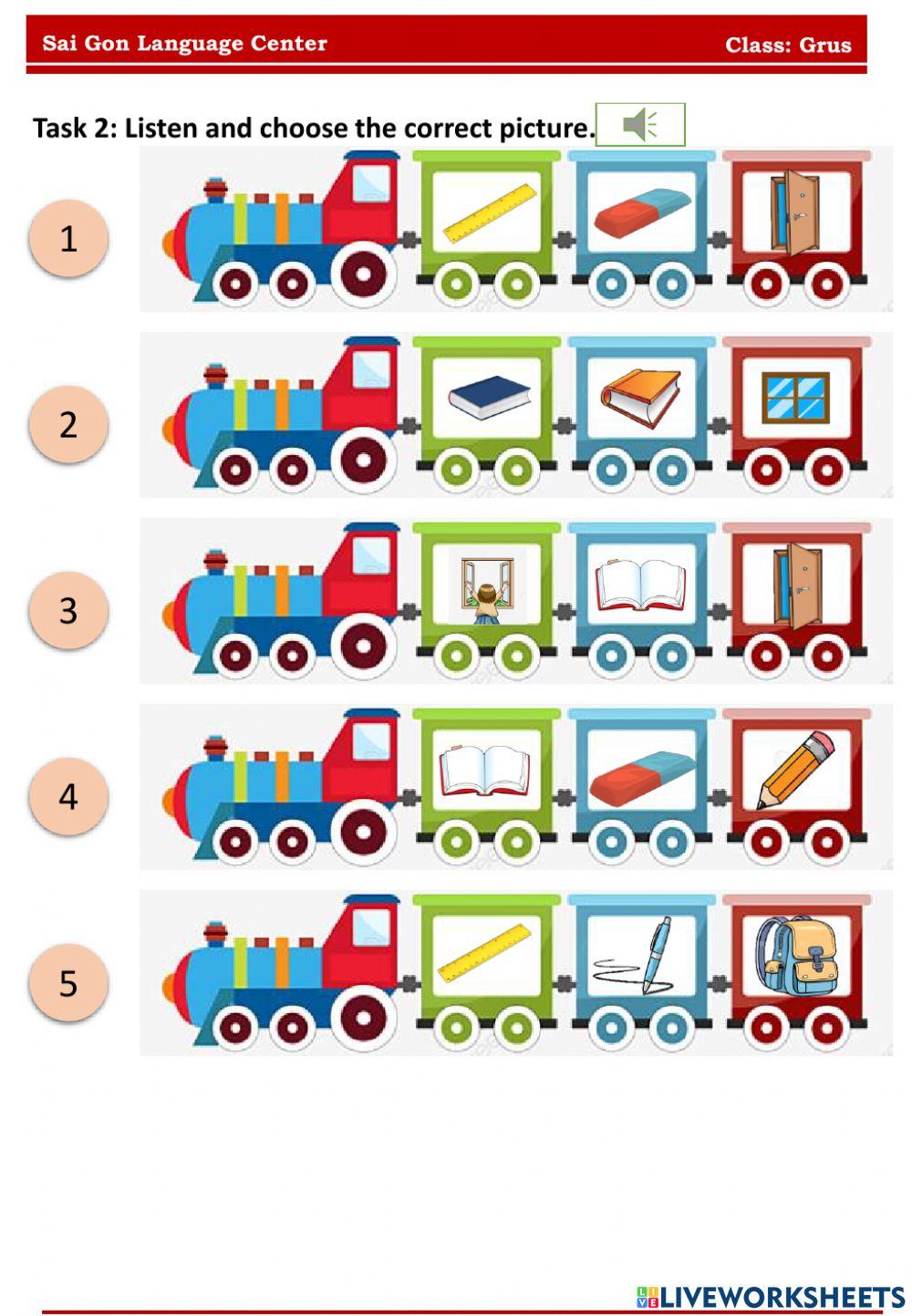 Vocabulary about school things