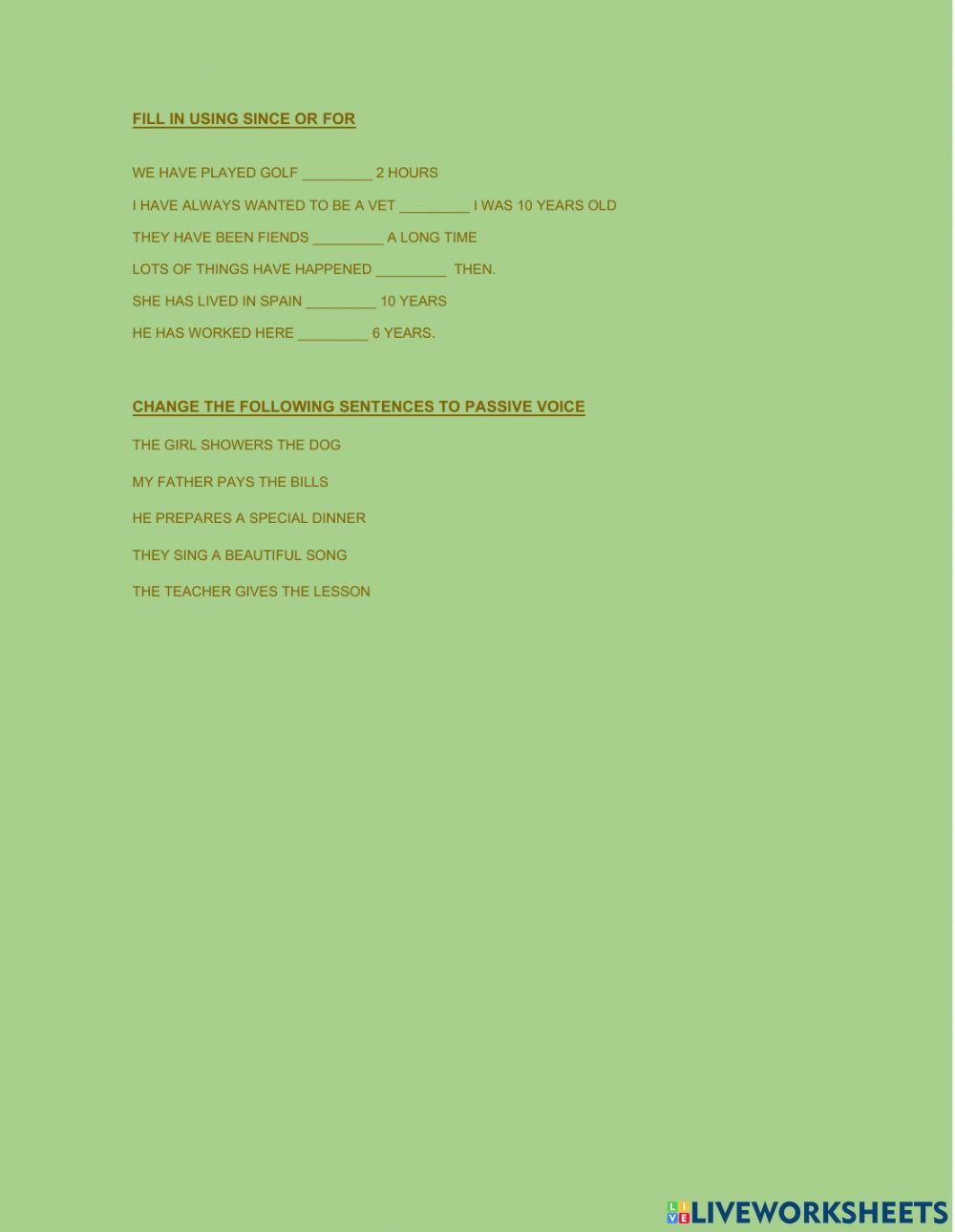 EXAMEN PRESENT PERFECT QUESTION TAGS PASSIVE VOICE V2