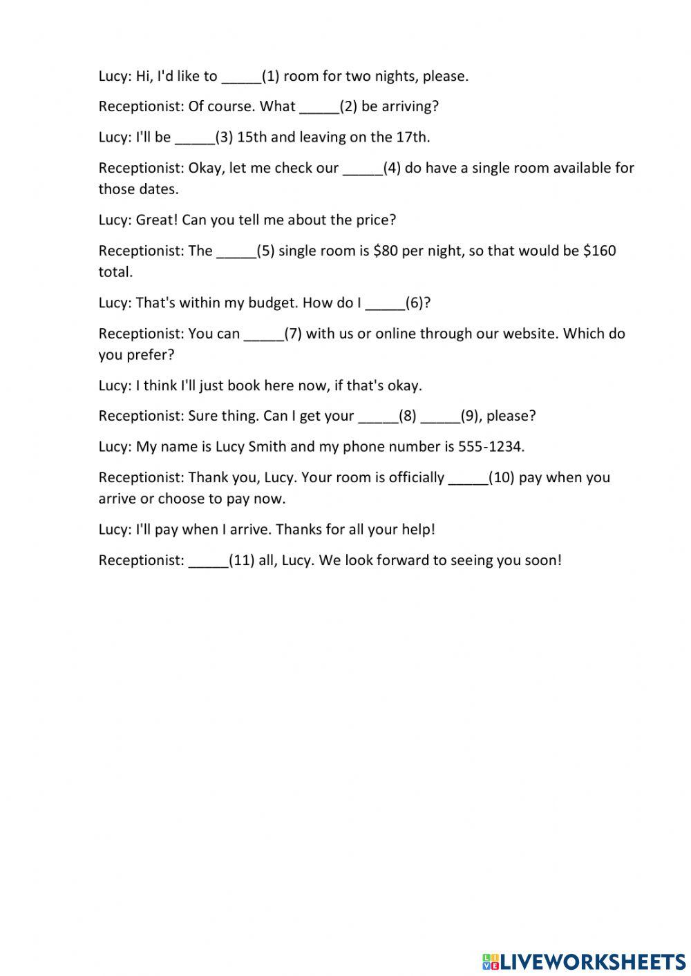 Conversation At the hotel