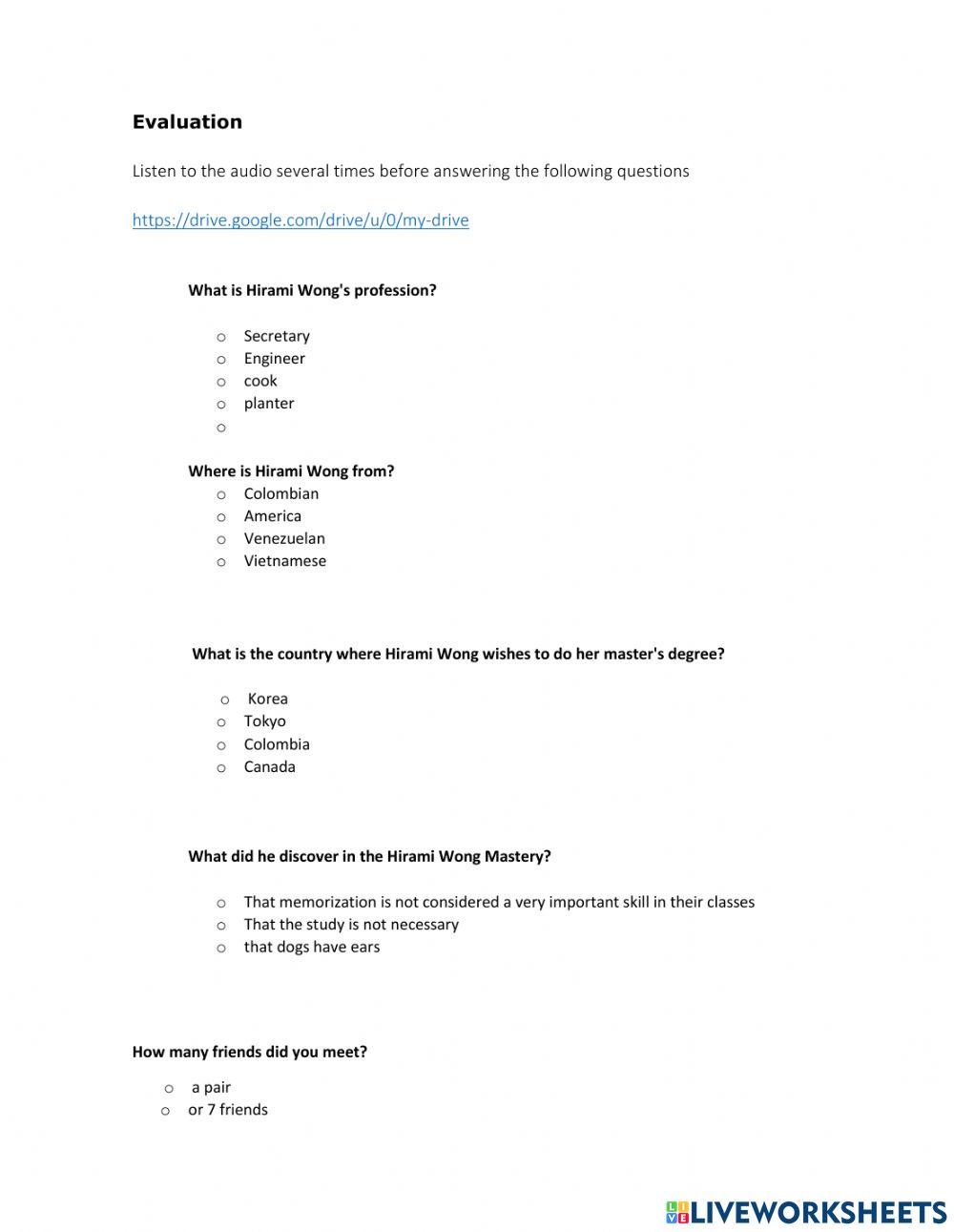 Greetings and giving personal information.