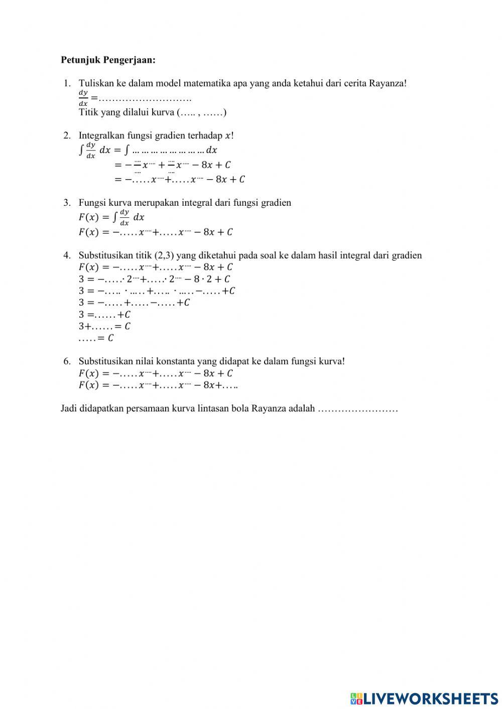 Penerapan integral tak tentu