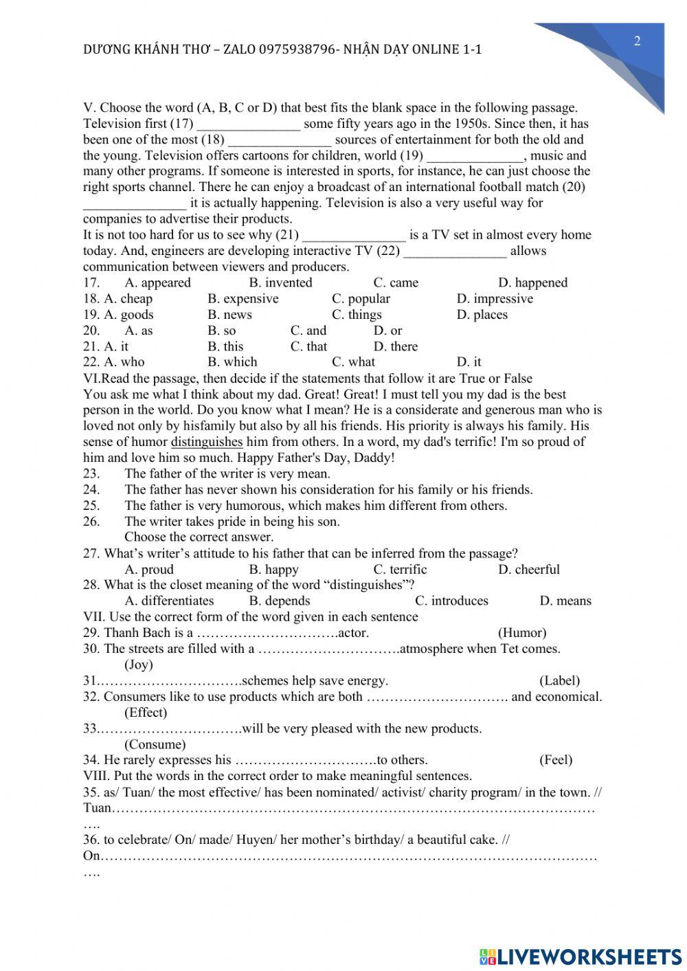 Đề thi thử vào lớp 10 số 13