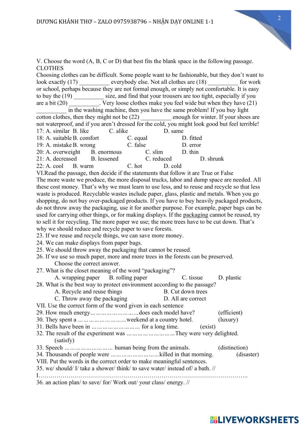 Đề thi thử vào lớp 10 số 14