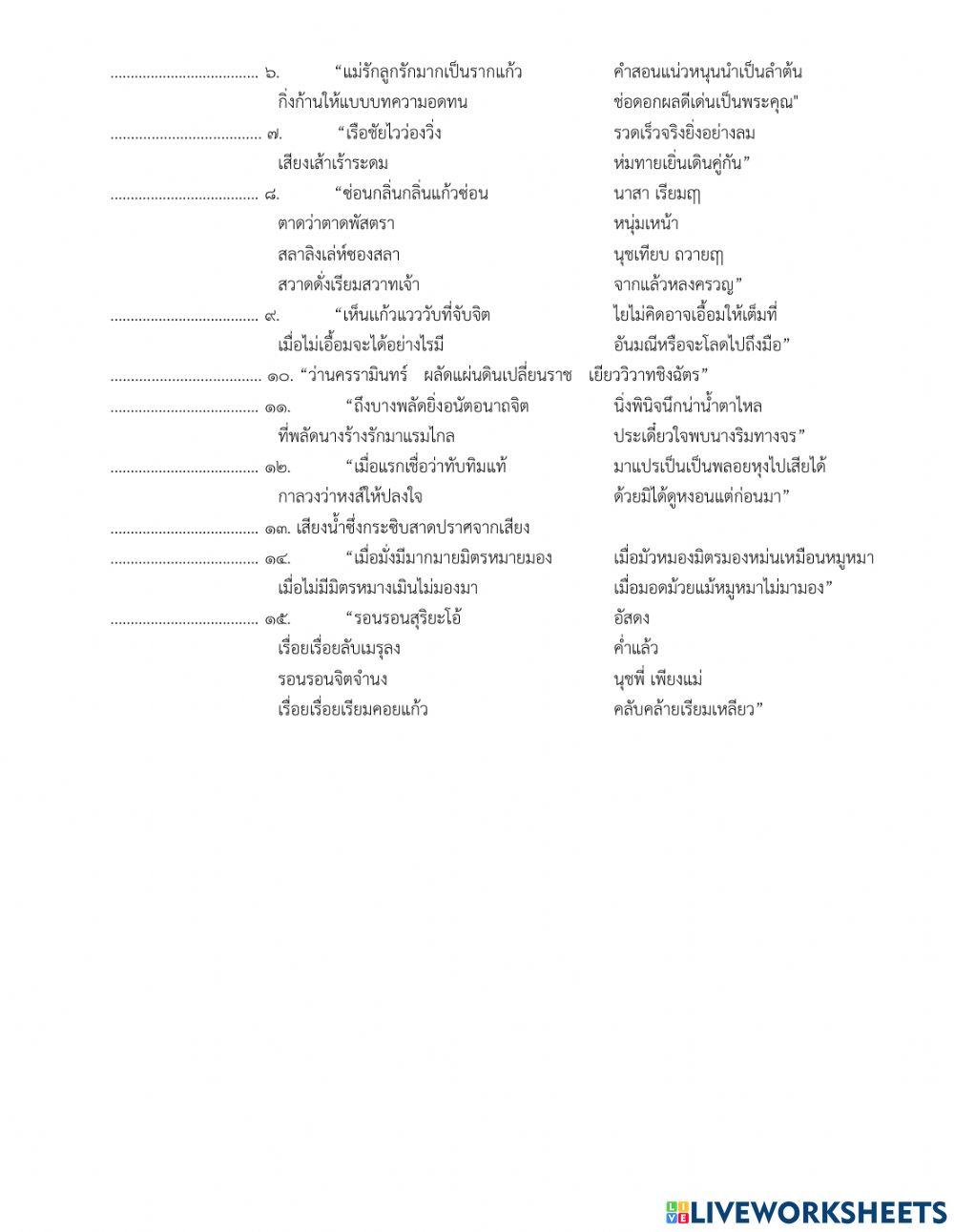 กิจกรรมที่ 4 การวิเคราะห์คุณค่าวรรณคดี