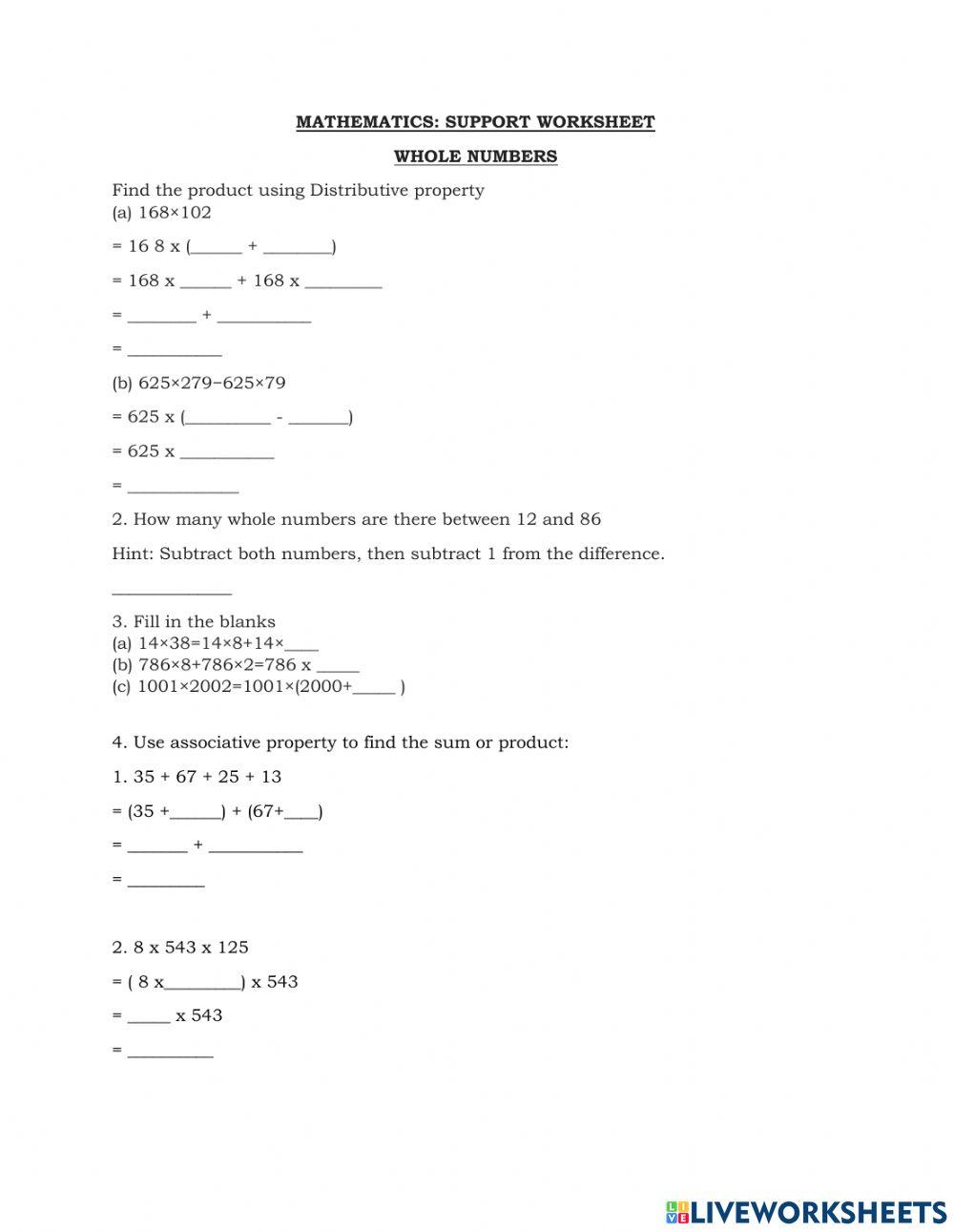 Whole number properties