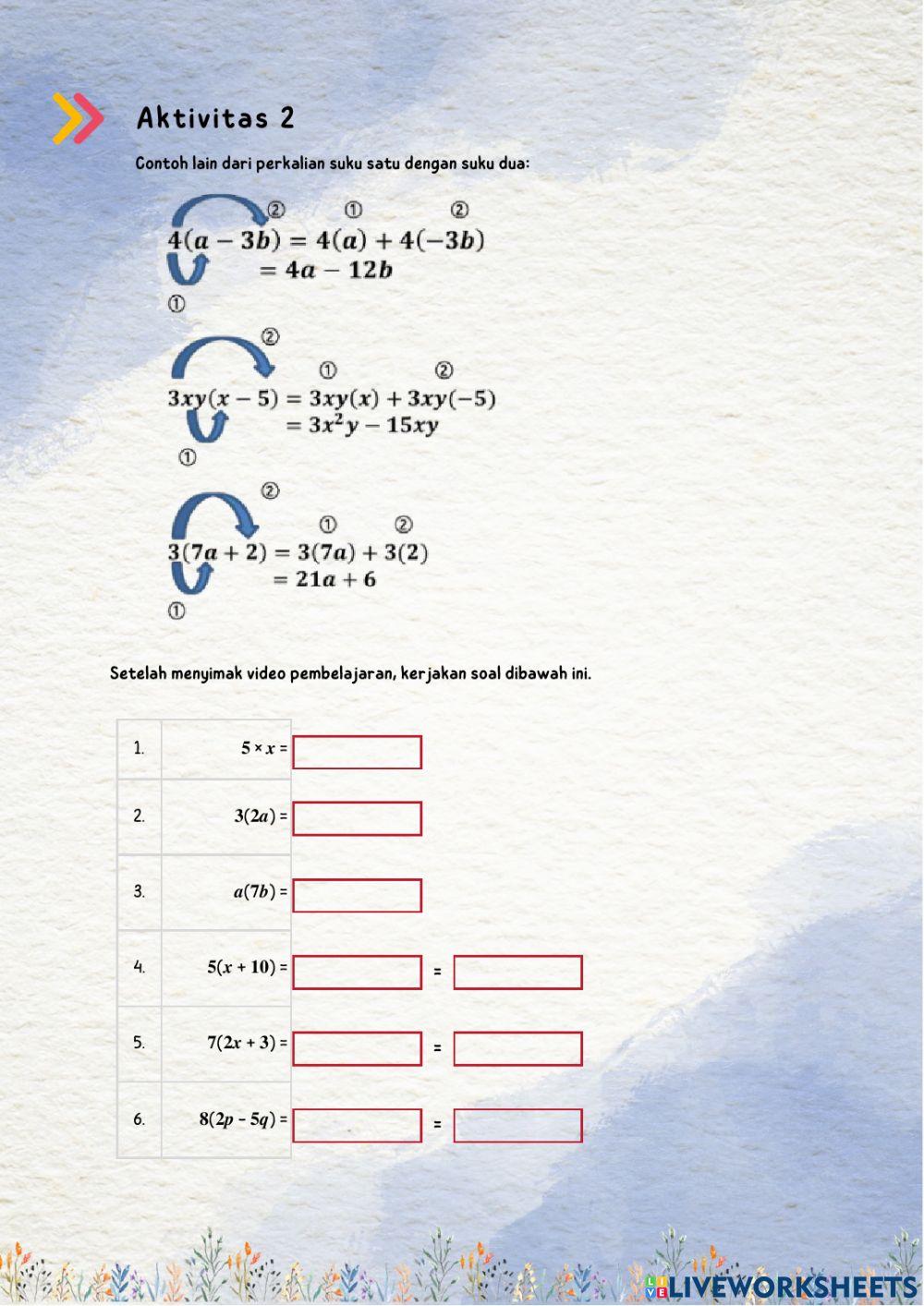 Lkpd Perkalian Bentuk Aljabar