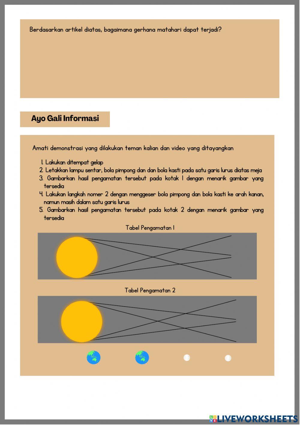 LKPD Gerhana Matahari & Peranan Matahari