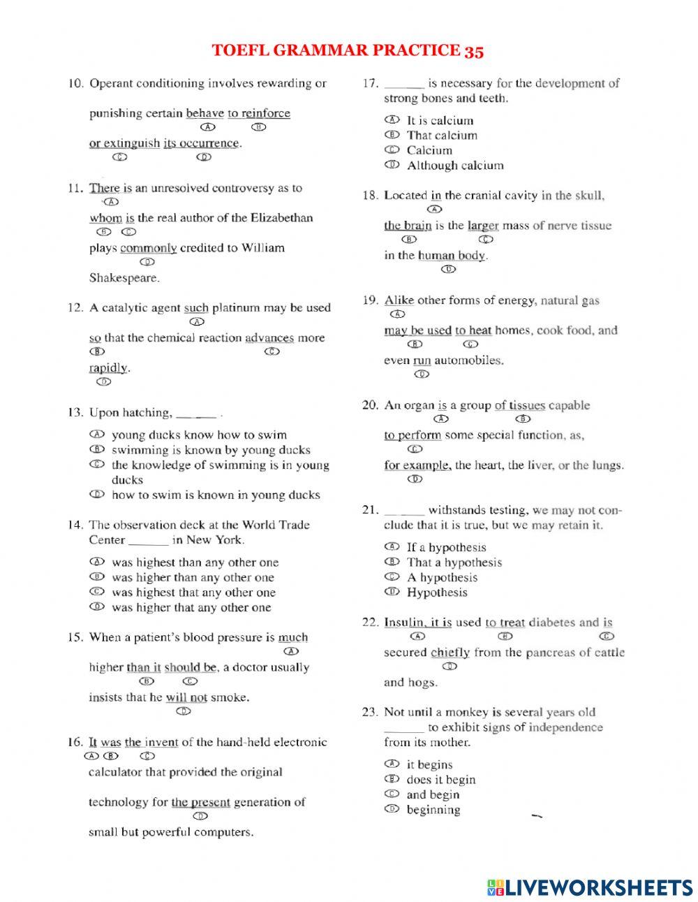 Grammar exercise practice 35 worksheet | Live Worksheets