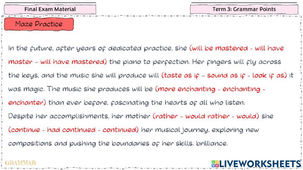 Maze 1- final exam practice - 12 gen