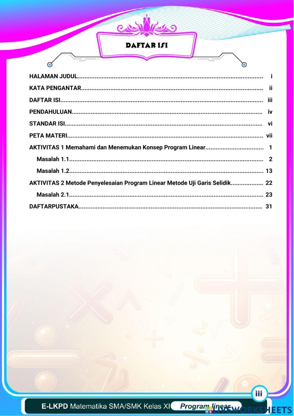 LKPD Bermuatan Video Pembelajaran - Program Linear worksheet | Live ...
