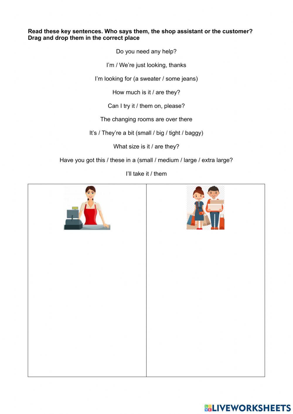 Shopping for clothes