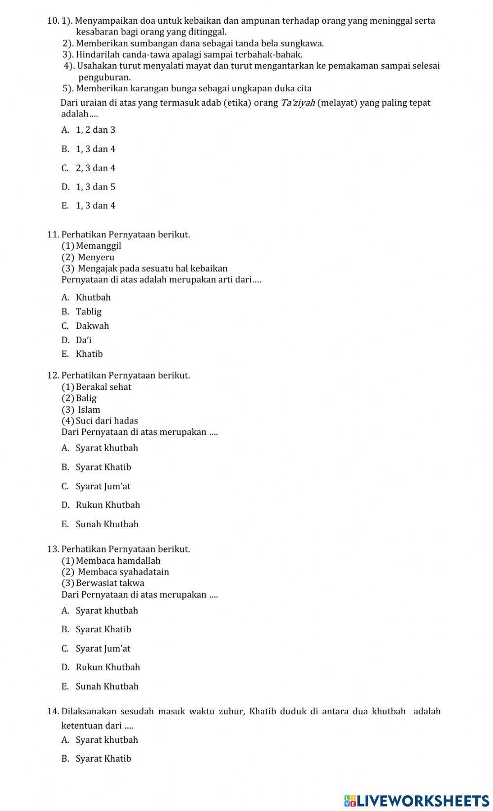 Soal PAI-BP Kelas XI