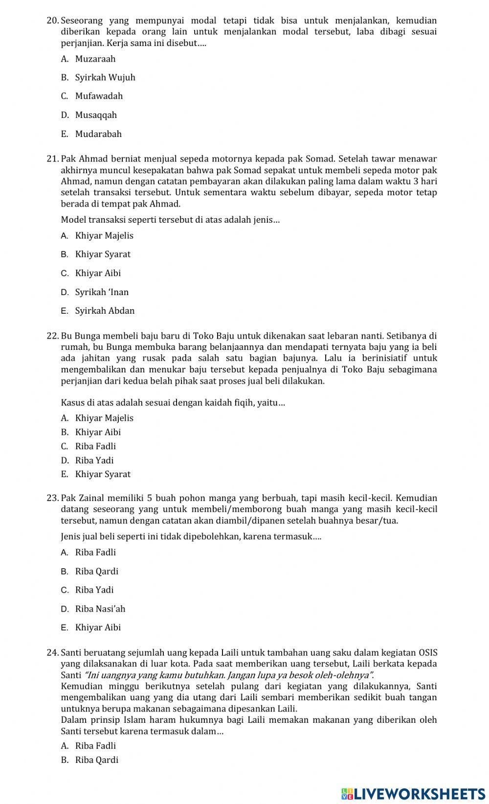 Soal PAI-BP Kelas XI