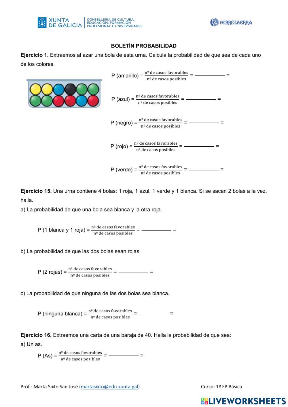 Probabilidad. Regla de Laplace