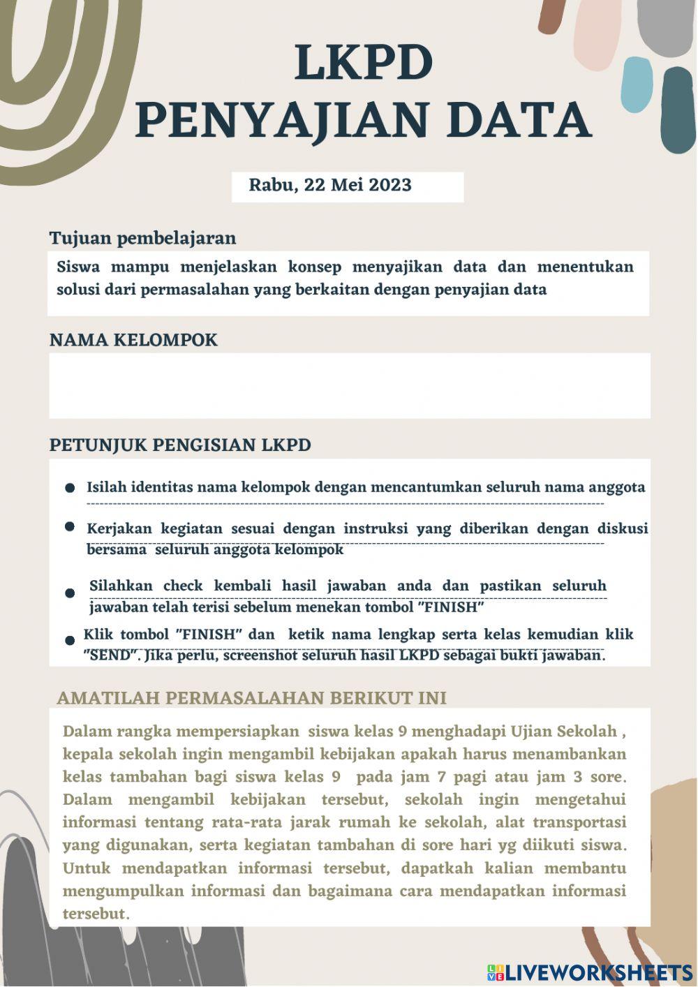 LKPD Penyajian Data Kelas 7 online exercise for | Live Worksheets