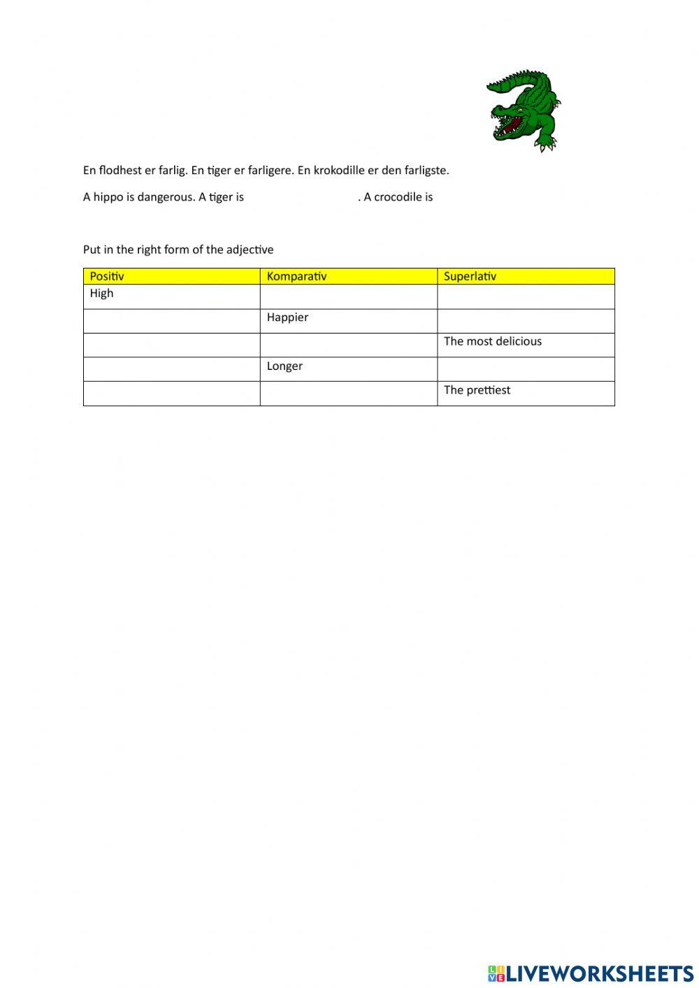 Nouns, verbs and adjectives