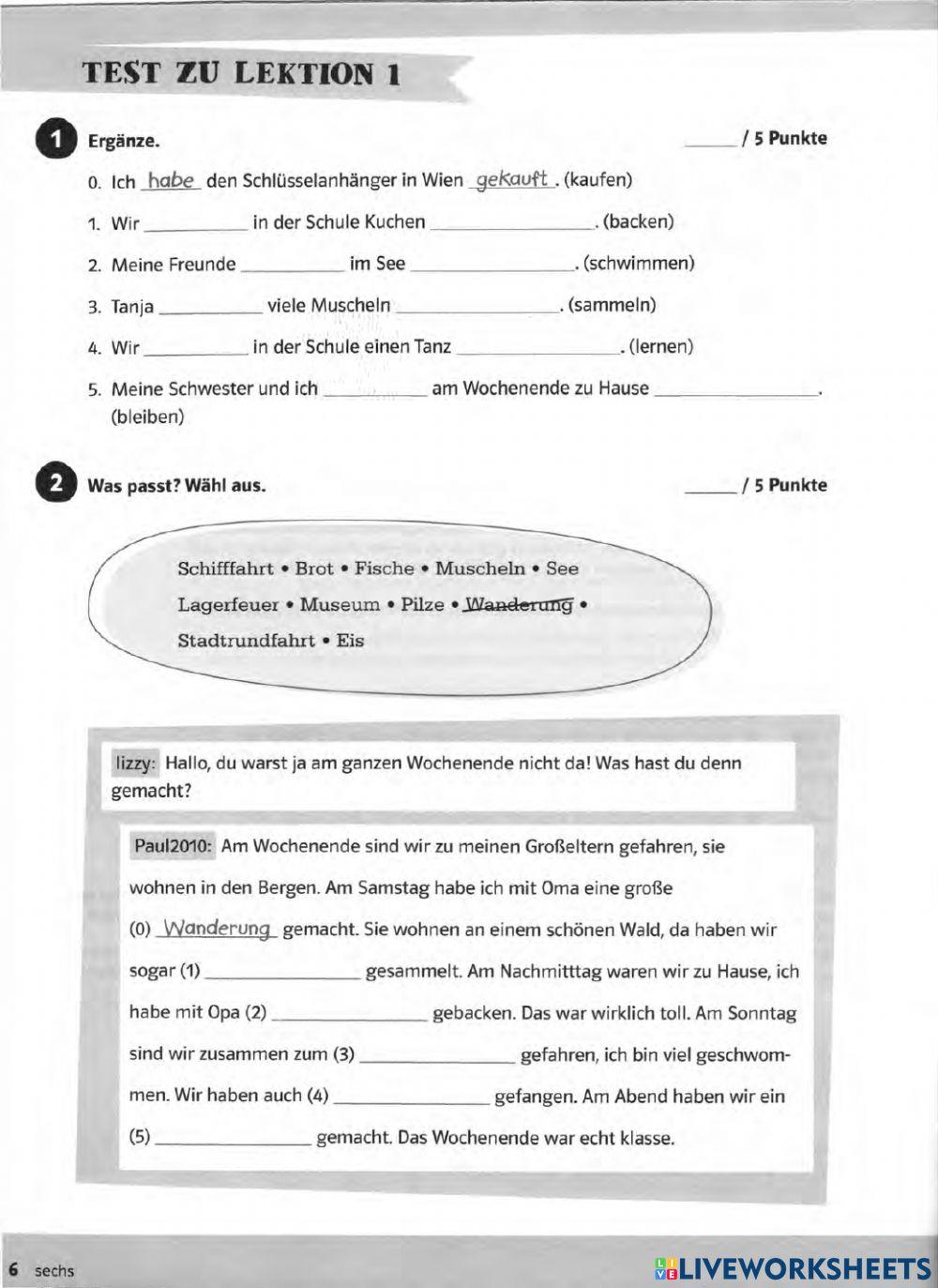 Deutschprofis A2 Test Lektion 1