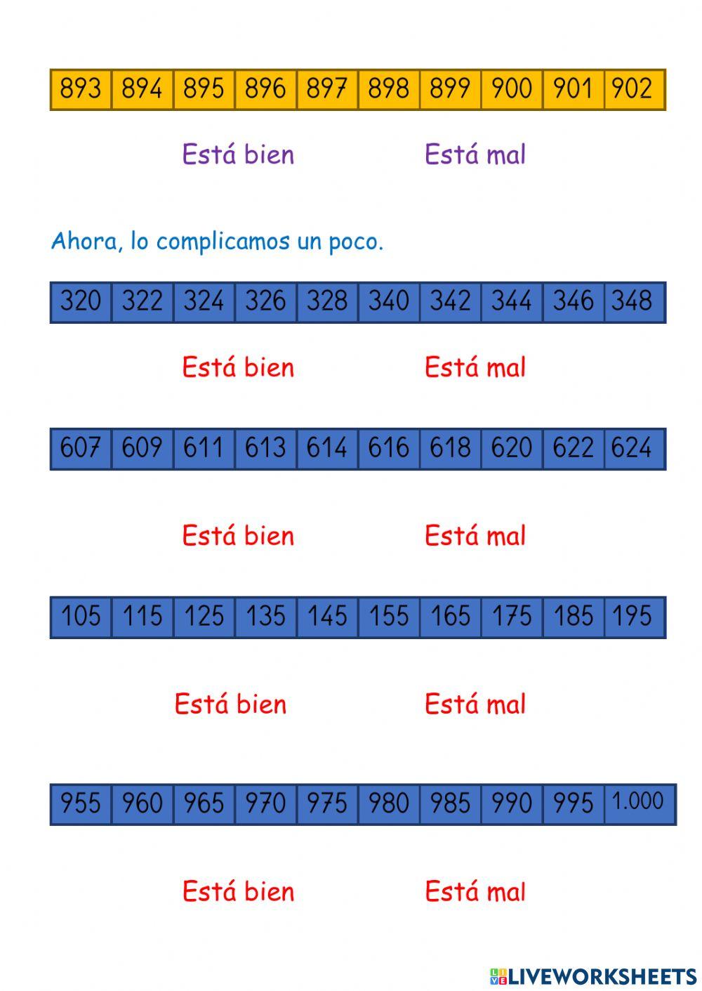 Series de números del 1 al 1.000